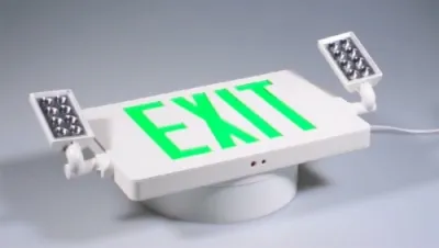 لوحة مخرج طوارئ  LED مع كشافات مدمجة جانبية – بحروف خضراء أو حمراء