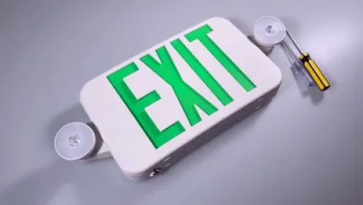 تركيب وتثبيت لوحة إشارة مخرج طوارئ LED مع كشافات مدمجة، طراز JLECE2GW