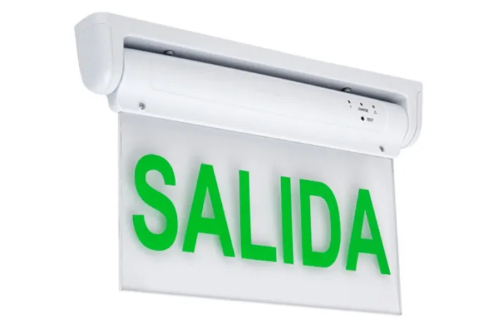 لوحة مخرج طوارئ LED بإضاءة جانبية (لوحة من الأكريليك والبلاستيك بتصميم أنيق بـ 5 لمبات خضراء)