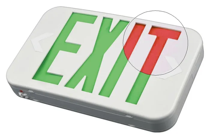 لوحة مخرج طوارئ  LED مدمجة ثنائية اللون (لافتة خروج طوارئ صغيرة ثنائية اللون بإضاءة LED)