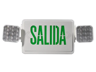 لوحة مخرج طوارئ بالإسبانية SALIDA (مع لمبتين LED لإضاءة المساحة المحيطة أثناء انقطاع التيار الكهربائي)