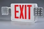 لافتة (لوحة) مخرج طوارئ ثنائية اللون مدمجة مع كشافي إضاءة LED 