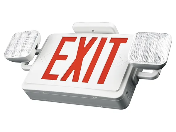 لوحة مخرج طوارئ (حروف خضراء/حمراء) بإضاءة LED مع كشافات جانبية مدمجة